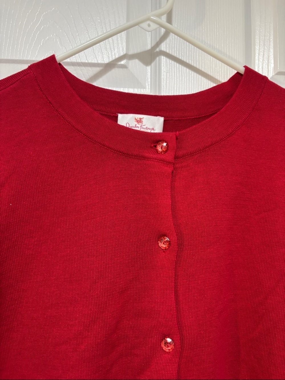 QUACKER FACTORY NWT Red Embellished Christmas Tree Knit Button Up Cardigan - Picture 12 of 13